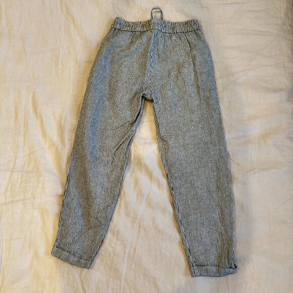 J. Crew Linen-blend slim drawstring pant Color: Black and White Stripe, Size 2 - Picture 4 of 5